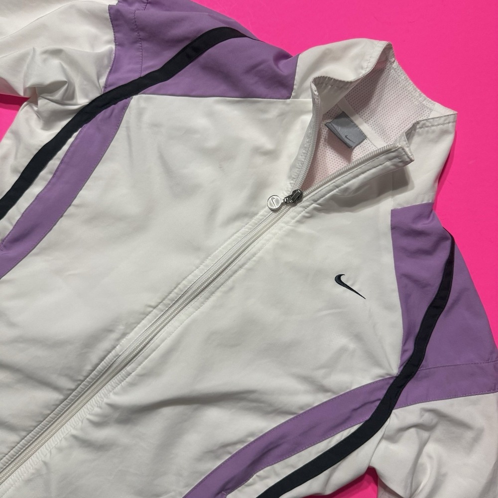 Vintage Y2K Nike Track Jacket Women White Purple Black Full Zip